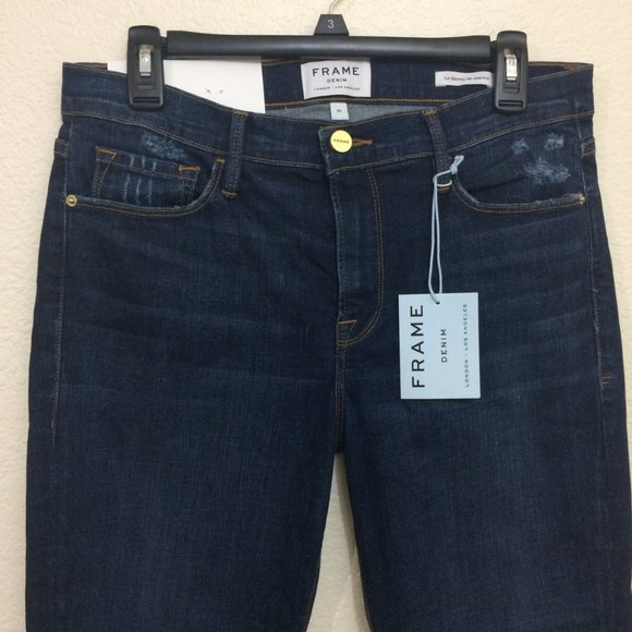 Frame Denim Mid-rise Skinny Jeans Frayed Hem - Picture 4 of 11